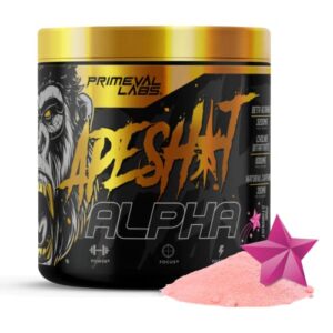 primeval labs ape alpha pre workout powder, 40 servings pink stardust | boost energy, sport energizer, increase endurance and focus, beta-alanine | 350mg caffeine extract, nitric oxide booster