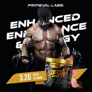 Primeval Labs Ape Alpha Pre Workout Powder, 40 Servings Pink Stardust | Boost Energy, Sport Energizer, Increase Endurance and Focus, Beta-Alanine | 350mg Caffeine Extract, Nitric Oxide Booster