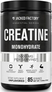 creatine monohydrate powder 5g – pure creatine supplement for muscle growth & recovery, build muscle & increase strength, improve performance – 85 servings, unflavored