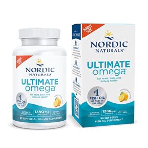 nordic naturals ultimate omega, lemon flavor – 90 soft gels – 1280 mg omega-3 – high-potency omega-3 fish oil supplement with epa & dha – promotes brain & heart health – non-gmo – 45 servings
