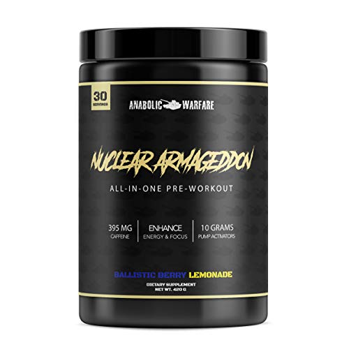 Anabolic Warfare Nuclear Armageddon Pre Workout Powder Pre-Workout for Men & Women with L-Citrulline, Beta Alanine Powder and Caffeine (Ballistic Berry Lemonade - 30 Servings)