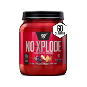 bsn n.o.-xplode pre workout supplement with creatine, beta-alanine, and energy, flavor: fruit punch, 60 servings