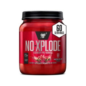 bsn n.o.-xplode pre workout powder, energy supplement for men and women with creatine and beta-alanine, flavor: watermelon, 60 servings