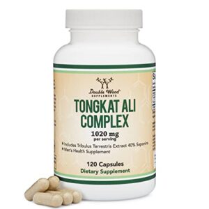 tongkat ali extract 200 to 1 for men (longjack) eurycoma longifolia, 1020mg per serving, 120 capsules – men’s health support with 20mg tribulus terrestris (third party tested) by double wood