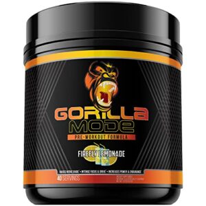 gorilla mode pre workout – massive pumps · laser focus · energy · power – l-citrulline, creatine, glycerpump™, l-tyrosine, agmatine, kanna, n-phenethyl dimethylamine citrate – 574 grams (lemonade)