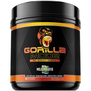 gorilla mode pre workout – massive pumps · laser focus · energy · power – l-citrulline, creatine, glycerpump™, l-tyrosine, agmatine, kanna, n-phenethyl dimethylamine citrate – 596 grams (mojo mojito)