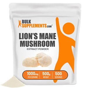 bulksupplements.com lion’s mane mushroom extract powder – herbal extract supplement for immune support – gluten free – 500mg per serving, 1000 servings (500 grams – 1.1 lbs)