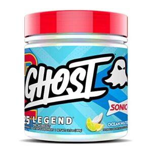 ghost legend pre-workout energy powder, sonic ocean water – 25 servings – caffeine, l-citrulline, & beta alanine blend for energy focus & pumps – free of soy, sugar & gluten, vegan