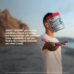 GHOST Legend Pre-Workout Energy Powder, Sonic Ocean Water - 25 Servings - Caffeine, L-Citrulline, & Beta Alanine Blend for Energy Focus & Pumps - Free of Soy, Sugar & Gluten, Vegan