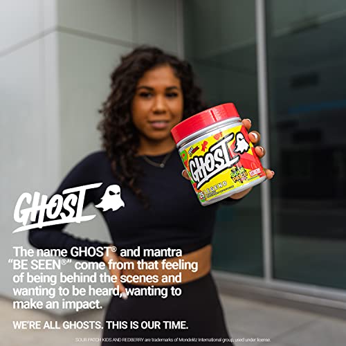 GHOST Legend Pre-Workout Energy Powder, Sour Patch Kids Redberry - 25 Servings - Caffeine, L-Citrulline, & Beta Alanine Blend for Energy Focus & Pumps - Free of Soy, Sugar & Gluten, Vegan