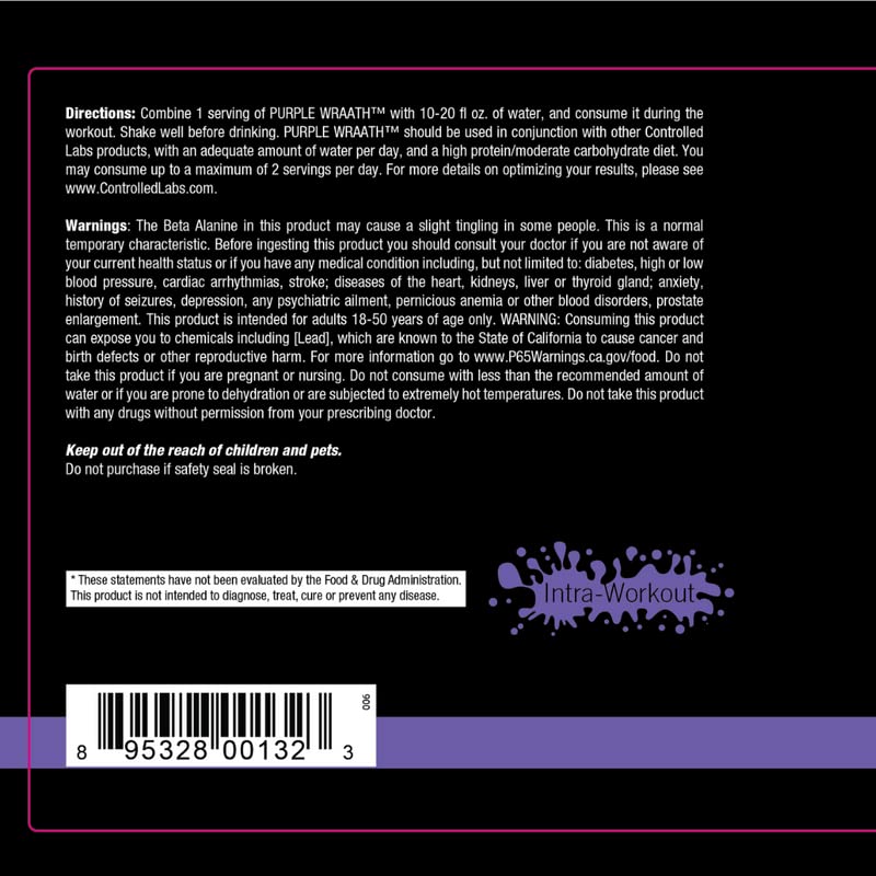 CONTROLLED LABS Purple Wraath, BCAA and EAA Amino Acid Supplement, with Endurance Blend Intra Workout Powder, Optimal Endurance, Focus, and Stamina (Sour Apple, 90 Servings)