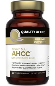 premium kinoko gold ahcc supplement–500mg of ahcc per capsule–supports immune health, liver function, maintains natural killer cell activity & enhances cytokine production–60 veggie capsules