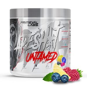 primeval labs ape untamed pre workout energy drink powder, 40 servings smashberry | max support for pumps & focus | increased performance | nitric oxide production with l-citrulline, beta alanine