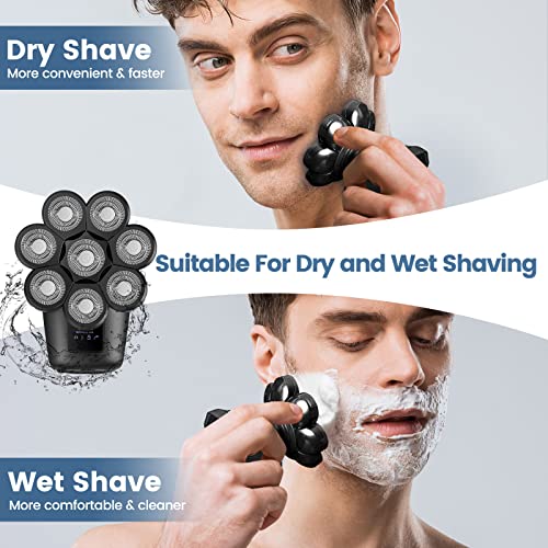 8D Electric Head Shaver for Bald Men, Upgrade 6-in-1 Floating Head Shaver for Mens, Waterproof Wet/Dry Grooming Kit (Black)