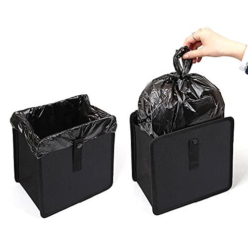 Hanging Car Trash Bag Can Premium Waterproof Litter Garbage Bag Organizer 1.85 Gallon Capacity Black Powertiger