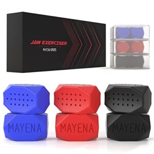 mayena sports jawline exerciser for men & women – 3 resistance levels (6 pcs) silicone jaw exerciser tablets – powerful jaw trainer for beginner, intermediate & advanced users – slims & tones the face