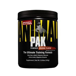 animal pak – convenient all-in-one vitamin & supplement powder – zinc, vitamins c, b, d, amino acids and more – sports nutrition performance mulitvitamin for women & men – 44 scoops, orange crushed