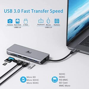 USB C Docking Station Dual Monitor, 13 in 1 Triple Display Laptop Multiport Adapter Hub with 2 HDMI+DP+Ethernet+5USB+SD/TF+USB C PD+Audio for MacBook Pro/Air/Dell/HP/Lenovo/Thinkpad More Type-C Laptop