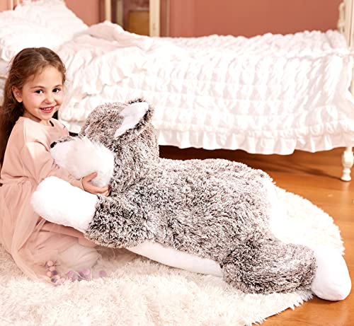 IKASA Large Wolf Stuffed Animal Plush Toy,Giant Cute Jumbo Soft Toys,Huge Big Size Plushy Fluffy Fat Oversized Plushie,Gifts for Kids Girls Boys Girlfriend Children (30 inches, Coffee Brown)