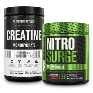 nitrosurge pre-workout & creatine monohydrate – pre workout powder with creatine for muscle growth, increased strength, endless energy, intense pumps – cherry limeade preworkout & unflavored creatine