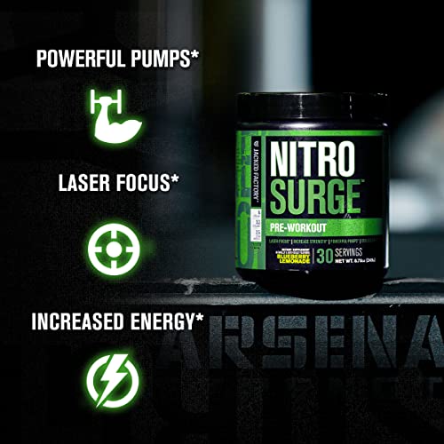 Nitrosurge Pre-Workout & Creatine Monohydrate - Pre Workout Powder With Creatine for Muscle Growth, Increased Strength, Endless Energy, Intense Pumps - Cherry Limeade Preworkout & Unflavored Creatine