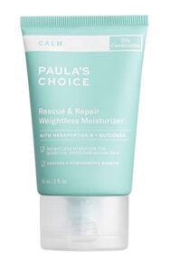 paula’s choice calm rescue & repair moisturizer for sensitive, oily + combination skin, soothes redness, suitable for rosacea-prone & eczema-prone skin, fragrance-free & paraben-free, 2 fl oz