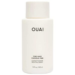 ouai fine conditioner. this lightweight conditioner gives fine hair softness, bounce and volume. made with keratin and biotin. free from parabens, sulfates, and phthalates (10 oz)