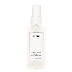 ouai volume spray. a weightless, pre-blowout mist for long-lasting thickness, volume and bounce. made with volume polymers and hibiscus extract. free from parabens and sulfates (4.7 oz)