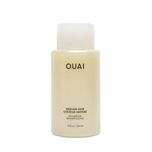 ouai medium shampoo. super hydrating shampoo nourishes with babassu and coconut oils, strengthens with keratin and adds shine with kumquat extract. no parabens, sulfates or phthalates. 10 oz