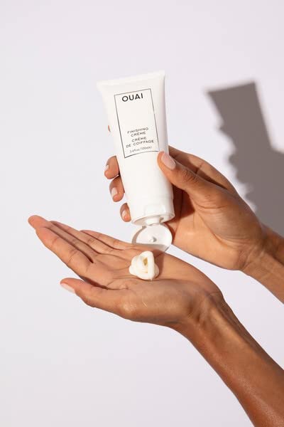 OUAI Finishing Crème. This Lightweight Hydrating Cream Protects from Heat Styling While Smoothing Dry, Split Ends and Adding Shine. Tame Frizz and Add Body. Free from Parabens and Phthalates (3.4 oz)