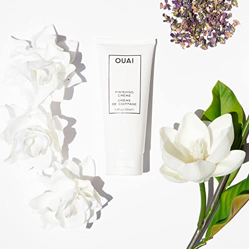 OUAI Finishing Crème. This Lightweight Hydrating Cream Protects from Heat Styling While Smoothing Dry, Split Ends and Adding Shine. Tame Frizz and Add Body. Free from Parabens and Phthalates (3.4 oz)