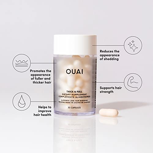 OUAI Thick & Full Hair Supplement Refill Pack, Beauty-Boosting Daily Capsules for Thinning Hair - 30 Capsules