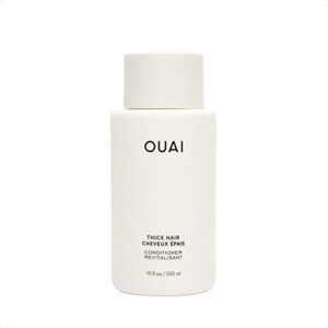 ouai thick conditioner. strengthening keratin, marshmallow root, shea butter and avocado oil nourish dry, thick hair and calm frizz. free from parabens, sulfates and phthalates (10 oz)
