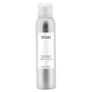 ouai texturizing hair spray. add texture and volume while absorbing oil. part hair spray, part dry shampoo, the spray instantly refreshes hair. free from parabens and sulfates (4.6 oz)