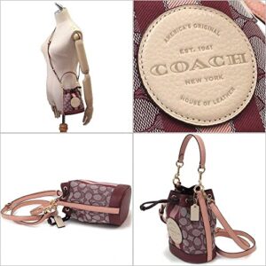 Coach Mini Dempsey Bucket Bag With Coach Patch (IM/Wine Multi)