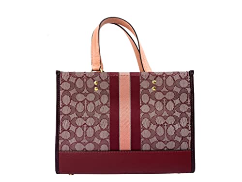 COACH Dempsey Carryall In Signature Jacquard With Stripe And COACH Patch Gold/Wine Multi