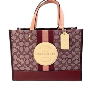 COACH Dempsey Carryall In Signature Jacquard With Stripe And COACH Patch Gold/Wine Multi