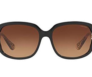 COACH Woman Sunglasses Black Frame, Brown Gradient Lenses, 57MM