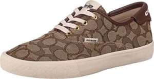 coach citysole skate sneakers for women – traditional lace closure with cushioned insole, sleek and fashionable sneakers khaki jacquard 9.5 b – medium