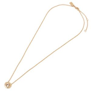COACH Open Circle Stone Necklace-Rose Gold