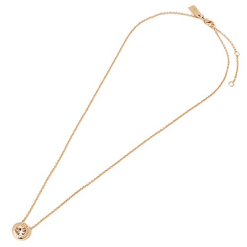 COACH Open Circle Stone Necklace-Rose Gold