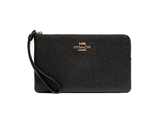 Coach Women`s Large Corner Zip Wristlet (One Size, Gold(3888)/Black)