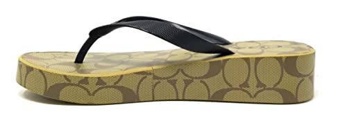 Coach Womens Lynn Flip Flops (Khaki - Black, us_footwear_size_system, adult, women, numeric, medium, numeric_9)