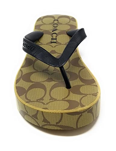 Coach Womens Lynn Flip Flops (Khaki - Black, us_footwear_size_system, adult, women, numeric, medium, numeric_9)