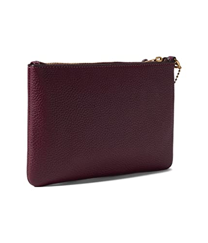 COACH Polished Pebble Small Wristlet Deep Berry One Size