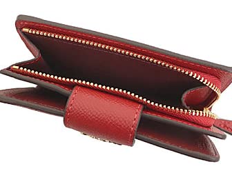 Coach Crossgrain Leather Medium Corner Zip Wallet Style No.6390 Red