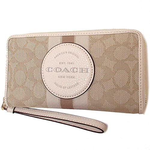 COACH Dempsey Large Phone Wallet in Signature Jacquard (Light Khaki/Chalk)