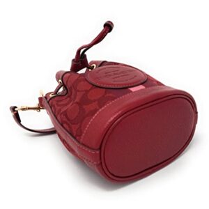 COACH Women's Mini Dempsey Bucket Bag In Signature Jacquard With Stripe Patch (Red Apple Multi)