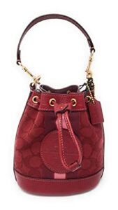 coach women’s mini dempsey bucket bag in signature jacquard with stripe patch (red apple multi)