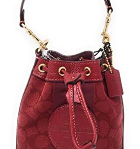 COACH Women's Mini Dempsey Bucket Bag In Signature Jacquard With Stripe Patch (Red Apple Multi)